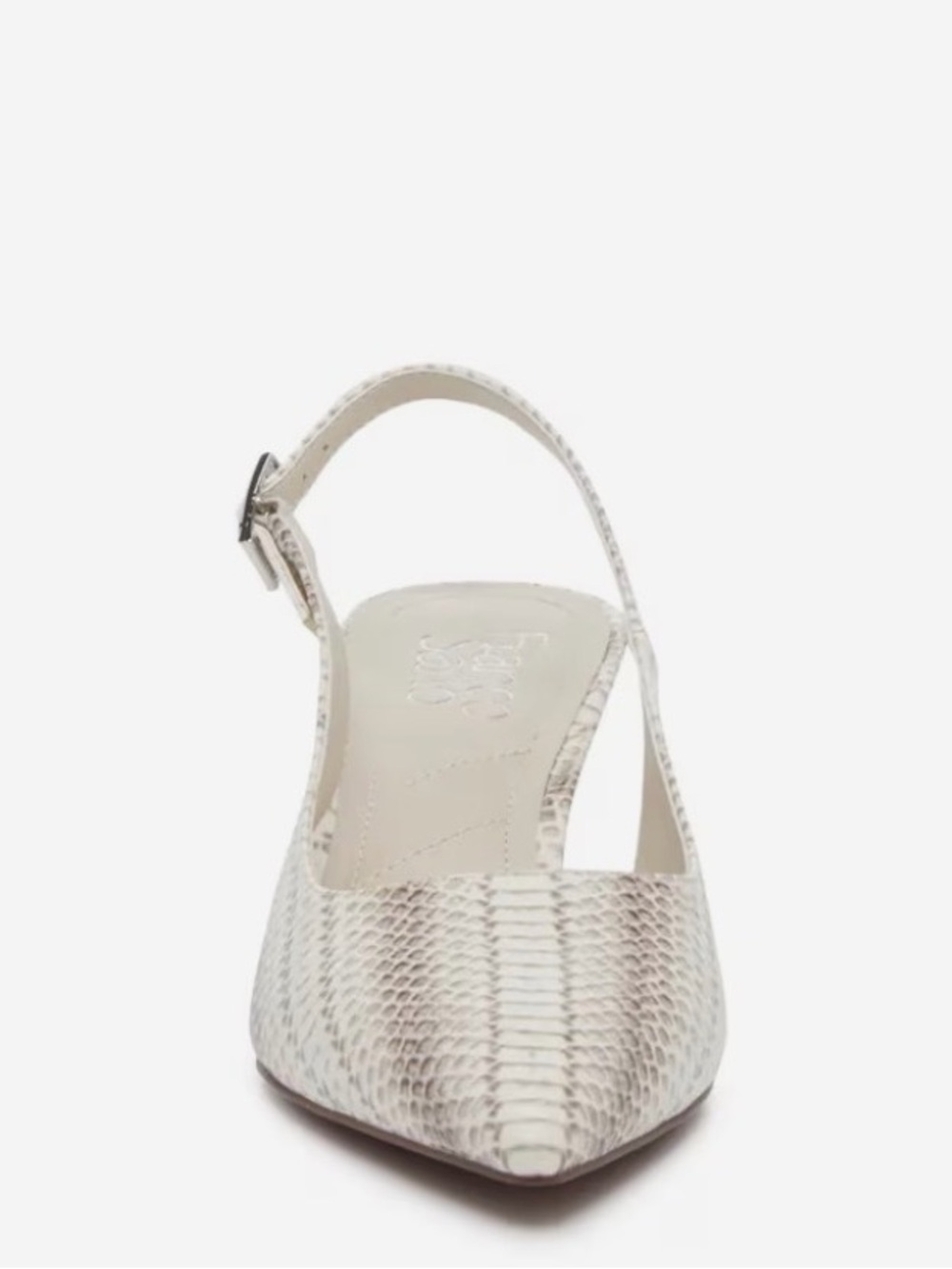 Franco Sarto Kate Pointed Slingback Kitten Heel in Cream Snake Print - Picture 2 of 8